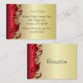 Elegant Rood- en Gold Florid Wedding Design Informatiekaartje (Voorkant / Achterkant)