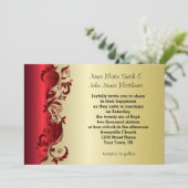 Elegant Rood- en Gold Florid Wedding Design Kaart (Staand voorkant)