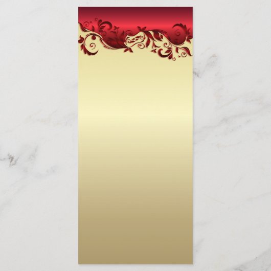 Elegant Rood- en Gold Florid Wedding Design Menu (Achterkant)