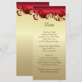 Elegant Rood- en Gold Florid Wedding Design Menu (Voorkant / Achterkant)