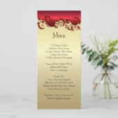 Elegant Rood- en Gold Florid Wedding Design Menu (Staand voorkant)