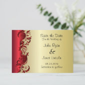 Elegant Rood- en Gold Florid Wedding Design Save The Date (Staand voorkant)