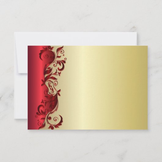 Elegant Rood- en Gold Florid Wedding Design Save The Date (Achterkant)