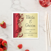Elegant Rood- en Gold Florid Wedding Design Servetten (Insitu)