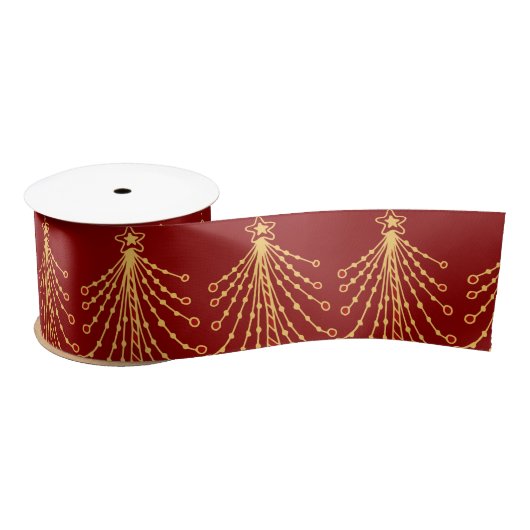 Elegant Rood- en Gold-kerstboomverlichting Satijnen Lint (Spoel)