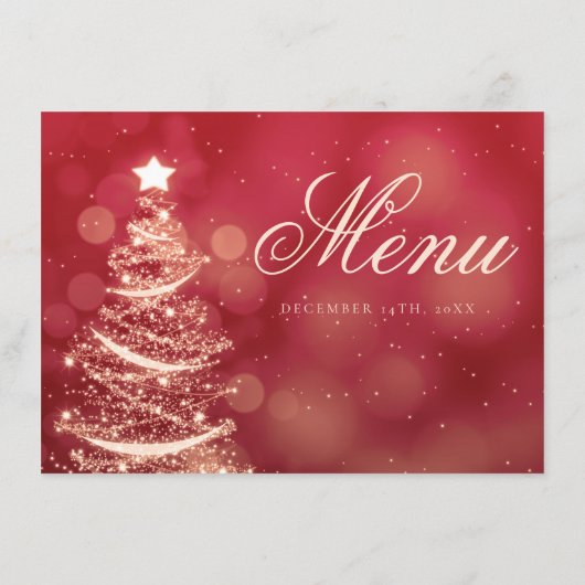 Elegant Rood- en Gold-kerstfeestmenu Menu (Achterkant)