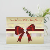 Elegant rood en goud 50ste verjaardagsfeest kaart (Staand voorkant)