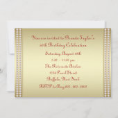 Elegant rood en goud 50ste verjaardagsfeest kaart (Achterkant)