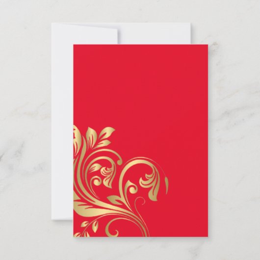 Elegant rood en goud aangepaste ontwerp bruiloft RSVP kaartje (Achterkant)