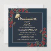 Elegant rood en goud afstudeerfeest kaart (Voorkant)