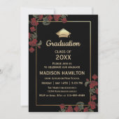 Elegant rood en goud afstudeerfeest kaart (Voorkant)
