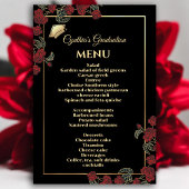 Elegant rood en goud Afstuderen menu Kaart
