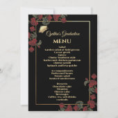 Elegant rood en goud Afstuderen menu Kaart (Voorkant)