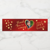 Elegant Rood en Goud Bedankt 2025 Afstuderen Waterfles Etiket (Enkel label)