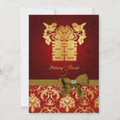 Elegant Rood en Goud Chinees Dubbel Geluk Kaart (Voorkant)