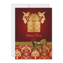 Elegant Rood en Goud Chinees Dubbel Geluk