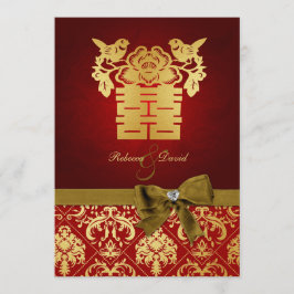 Elegant Rood en Goud Chinees Dubbel Geluk Kaart