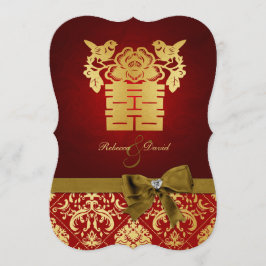 Elegant Rood en Goud Chinees Dubbel Geluk Kaart