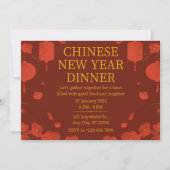 Elegant rood en goud Chinees nieuwjaarsdiner Kaart (Voorkant)