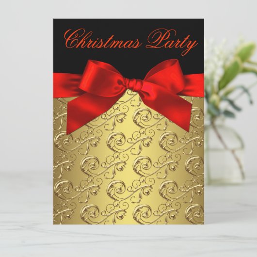 Elegant rood en goud corporate kerstfeest kaart (Staand voorkant)