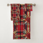 Elegant Rood en Goud Feestelijk Plaid Bad Handdoek (Insitu)