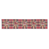 Elegant Rood en Goud Feestelijk Plaid Korte Tafelloper (Horizontaal)