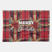 Elegant Rood en Goud Feestelijk Plaid Theedoek (Horizontaal)