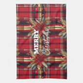 Elegant Rood en Goud Feestelijk Plaid Theedoek (Verticaal)
