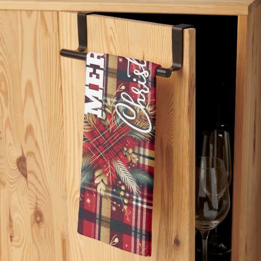 Elegant Rood en Goud Feestelijk Plaid Theedoek (Derde Gevouwen)