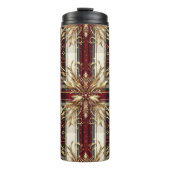 Elegant Rood en Goud Feestelijk Plaid Thermosbeker (Voorkant)