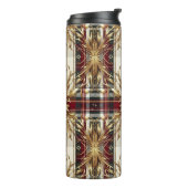 Elegant Rood en Goud Feestelijk Plaid Thermosbeker (Gedraaid links)