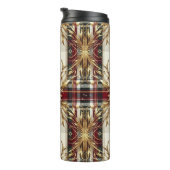 Elegant Rood en Goud Feestelijk Plaid Thermosbeker (Geroteerd rechts)