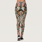 Elegant rood en goud geborduurd vrouwen leggings (Achterkant)