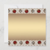 Elegant rood en goud gemaskerd bal kaart (Achterkant)