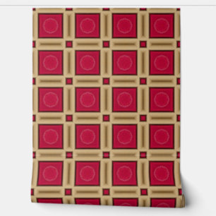 Elegant rood en goud geometrisch patroon behang