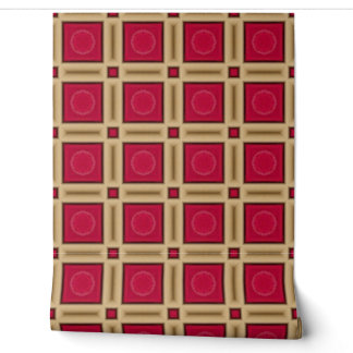 Elegant rood en goud geometrisch patroon behang