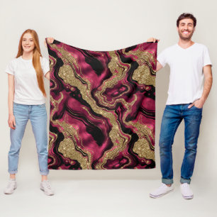 Elegant rood en goud glitter agaatpatroon fleece deken