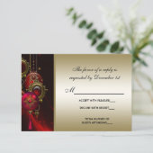 Elegant Rood en Goud Kerstfeest RSVP (Staand voorkant)