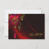 Elegant Rood en Goud Kerstfeest RSVP Kaartje (Achterkant)