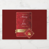 Elegant rood en goud likeurfles etiket (Enkel label)