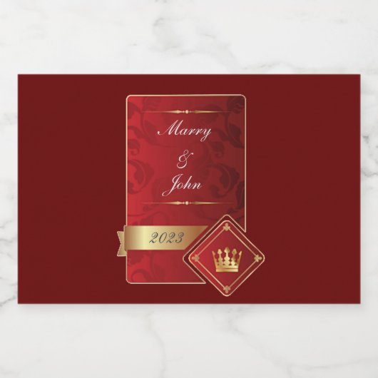 Elegant rood en goud likeurfles etiket (Enkel label)