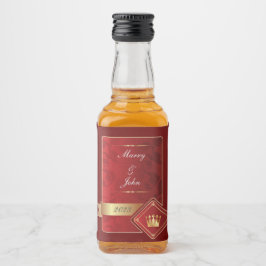 Elegant rood en goud likeurfles etiket