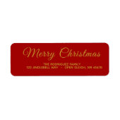 Elegant rood en goud Merry Christmas Address Label (Voorkant)
