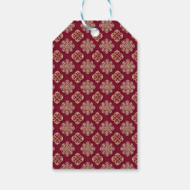 Elegant rood en goud patroonontwerp cadeaulabel
