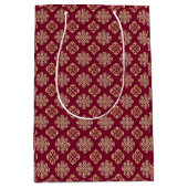 Elegant rood en goud patroonontwerp medium cadeauzakje (Voorkant)