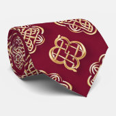 Elegant rood en goud patroonontwerp stropdas (Opgerold)