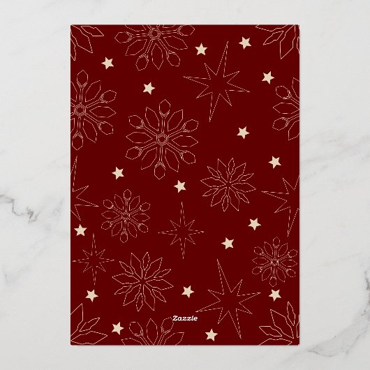 Elegant Rood en Goud Rendier Vrolijk Kerstfeest Folie Feestdagenkaart (Achterkant)