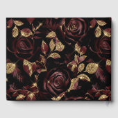 Elegant Rood en Goud Roos Bloemenbruiloft Gastenboek (Achterkant)