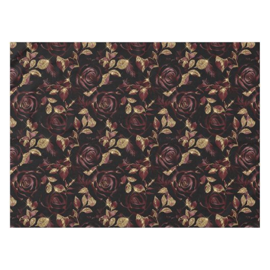 Elegant rood en goud Roos bloemmotief Tafelkleed (Voorkant (Horizontaal))