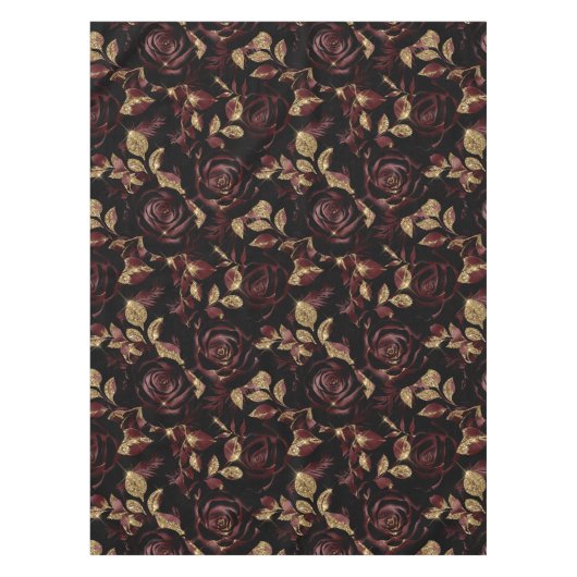 Elegant rood en goud Roos bloemmotief Tafelkleed (Voorkant)